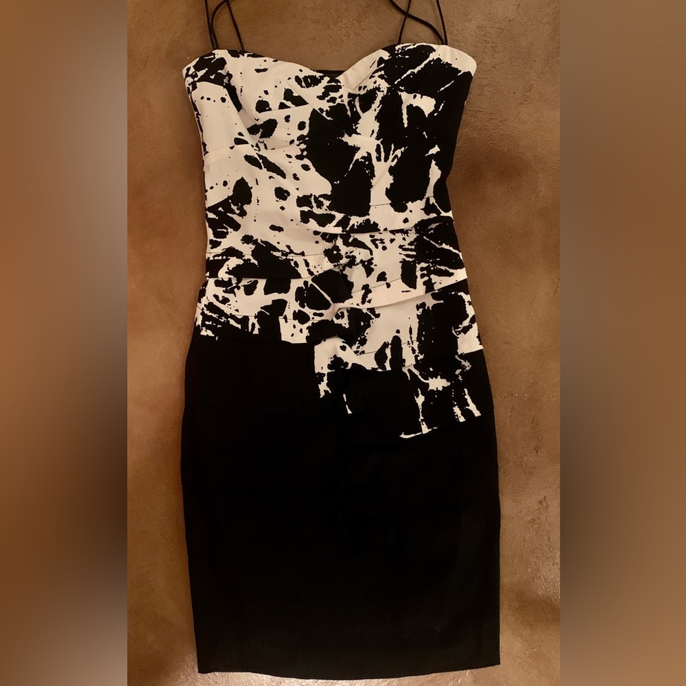 Nicole Miller black and white paint splatter dress